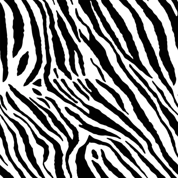 用于斑马和虎纹动物皮肤图案的全无缝壁纸 纺织品印花用黑白设计 时尚和家庭设计合身 — 图库矢量图片