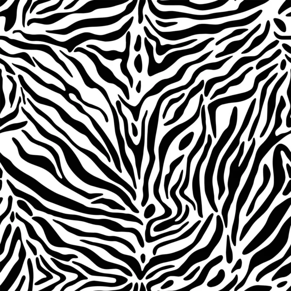 Full Seamless Wallpaper Zebra Tiger Stripes Animal Skin Pattern Black — Stock Vector