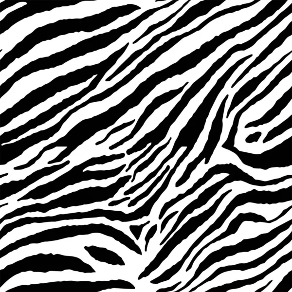 Full Seamless Wallpaper Zebra Tiger Stripes Animal Skin Pattern Black — Stock Vector