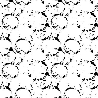 Kusursuz Soyut Desen. Monokrom Vektör. Siyah ve Beyaz Elbise Kumaş Parmak izi. Tekstil ve Ev Dekorasyonu için Tasarım. 