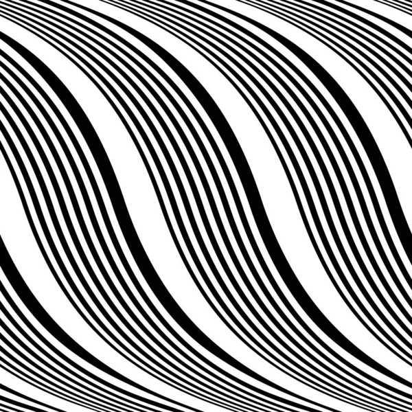 Full Seamless Background Waves Lines Vector Black White Texture Vertical — Stock Vector