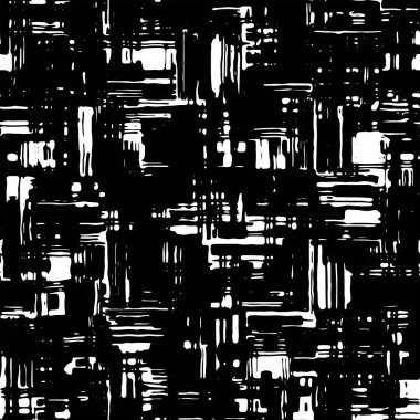 Kusursuz Soyut Desen. Monokrom Vektör. Siyah ve Beyaz Elbise Kumaş Parmak izi. Tekstil ve Ev Dekorasyonu için Tasarım. 