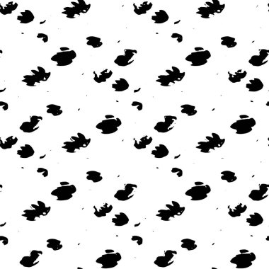 Kusursuz Soyut Desen. Monokrom Vektör. Siyah ve Beyaz Elbise Kumaş Parmak izi. Tekstil ve Ev Dekorasyonu için Tasarım. 