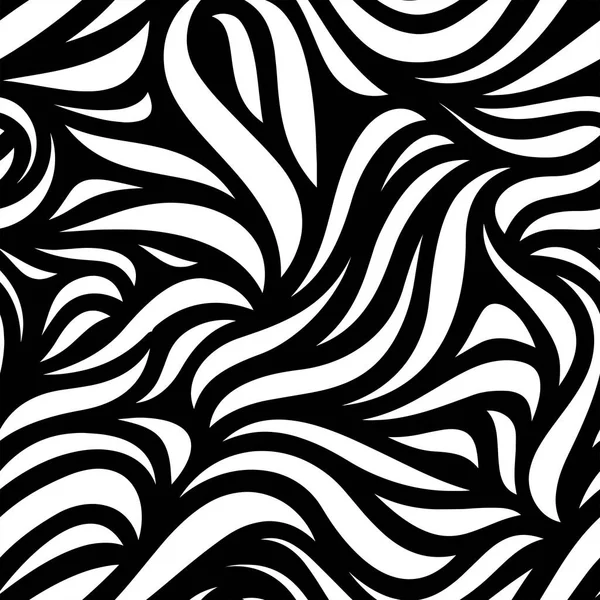 Полный Бесшовный Абстрактный Шаблон Монохромный Вектор Черно Белые Изогнутые Линии — стоковый вектор