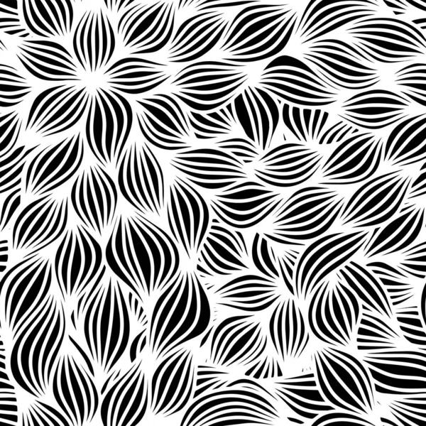 Úplný Bezešvé Květinový Vzor Černobílé Ilustrace Půltónový Květový List Pro — Stockový vektor