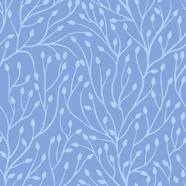 Patrón Floral Sin Costuras Completo Azul Silueta Blanca Ilustración Diseño — Archivo Imágenes Vectoriales