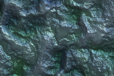 Soyut arkaplan hacimli dağ yeşil altın ve mavi renkli parlak kayalar