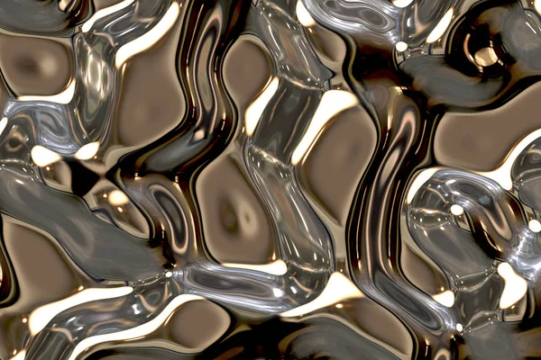 Fondo Abstracto Plateado Dorado Con Efecto Ripple Sobre Metal Líquido — Foto de Stock