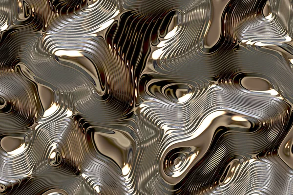 Gümüş ve altın soyut arkaplan sıvı metal üzerinde dalgalanma etkisi