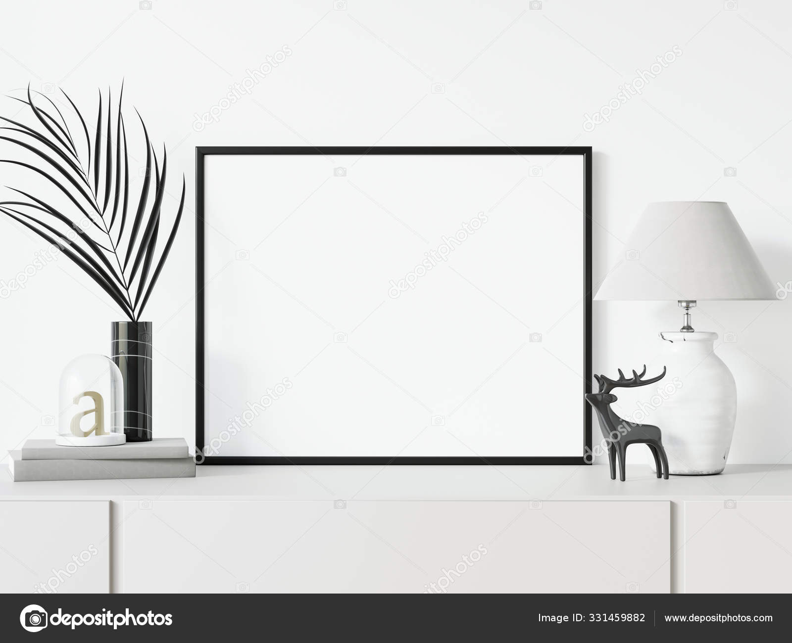 Download Styled Horizontal Black Frame Mockup Empty Black Thin Landscape Frame Stock Photo Image By C Washdogbkk 331459882