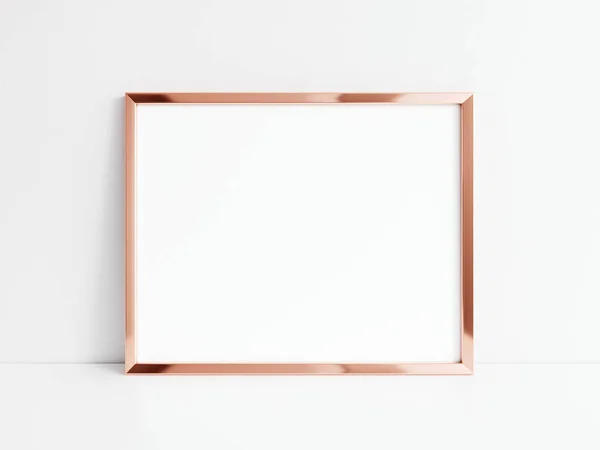 Горизонтальная Рамка Розового Золота Выделенная Белом Фоне Горизонтальная Рамка Розового — стоковое фото