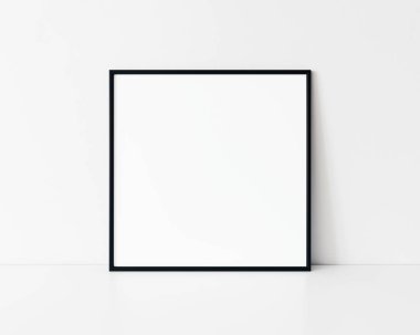 Kare siyah ince çerçeve modeli. Minimum kare siyah çerçeve. Siyah ince çerçeve 3D çizimler oluşturur.