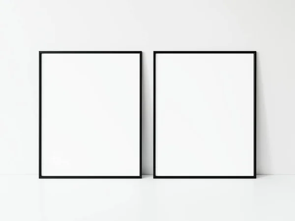 Два Вертикальных Черных Кадра Макета Набор Плакатов Черной Рамке Вертикальных — стоковое фото