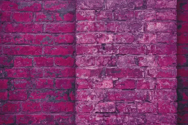 Grunge neon pink brick wall texture background. — Zdjęcie stockowe