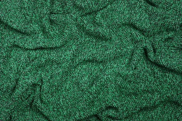 Emerald color knitted woolen fabric texture — ストック写真