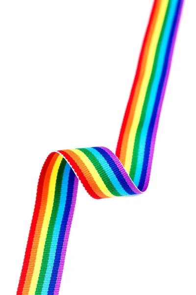 Slavnostní přání. Gay hrdost Lgbt duhová stuha izolované na bílém pozadí — Stock fotografie