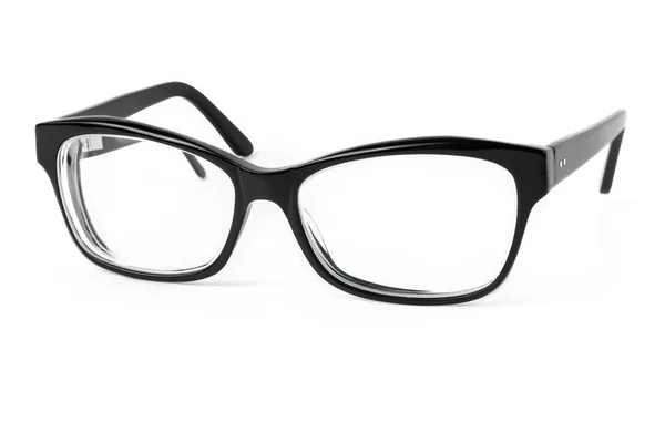 Svart Plast Glasögon Ramar Med Klar Lins Isolerad Vit Bakgrund — Stockfoto
