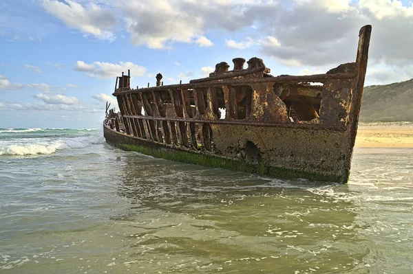 Schiffswrack Von Maheno Auf Frazer Island Wurde Durch Einen Zyklon — Stockfoto