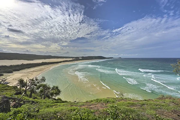 Plage Sur Île Frazer Pendant Journée Avec Vue Sur Mer — Photo