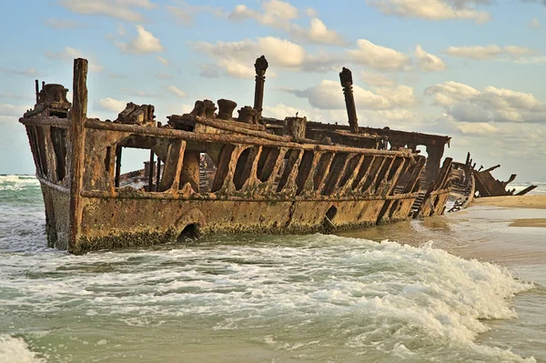 Schiffswrack Von Maheno Auf Frazer Island Wurde Durch Einen Zyklon — Stockfoto