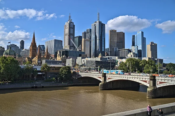 Skyline Melbourne Princes Bridge Day — стоковое фото