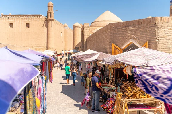 Khiva Uzbequistão 2019 Vista Famosa Rua Bazar Khiva — Fotografia de Stock