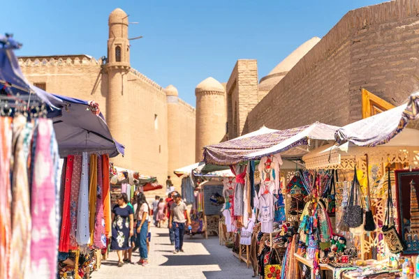 Kilátás Híres Bazár Utca Khiva — Stock Fotó