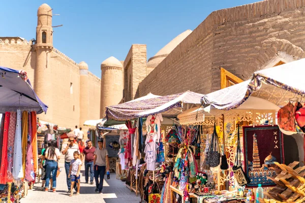 Kilátás Híres Bazár Utca Khiva — Stock Fotó