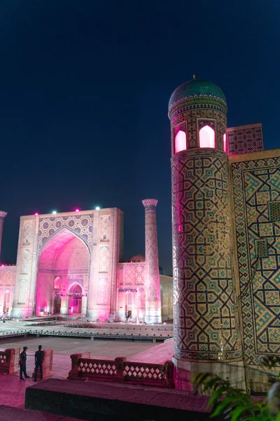 Tillya Kori Madrasah Ulugbek Madrasasi Sherdor Madrasa Registon Square Samarkand — Stock Photo, Image