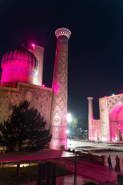 Tillya Kori Madrasah Ulugbek Madrasasi Sherdor Madrasa Registon Square Samarkand — Stock Photo, Image