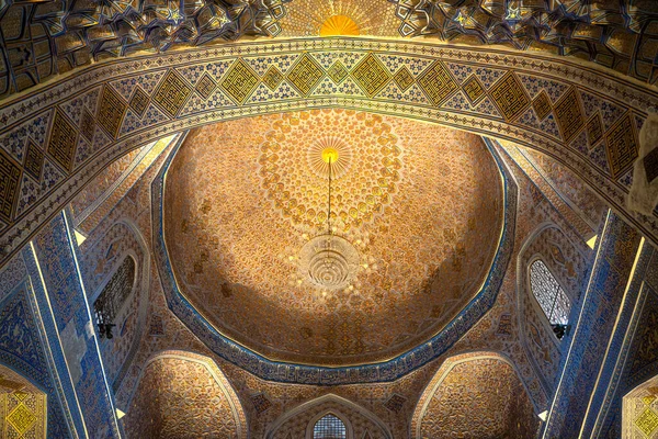 Interior Old Ancient Uzbek Tomb Amir Temur Maqbarasi Gori Amir — Stock Photo, Image