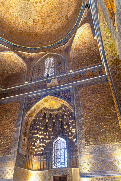 Interior Dentro Antigua Tumba Uzbek Amir Temur Maqbarasi Gori Amir —  Fotos de Stock