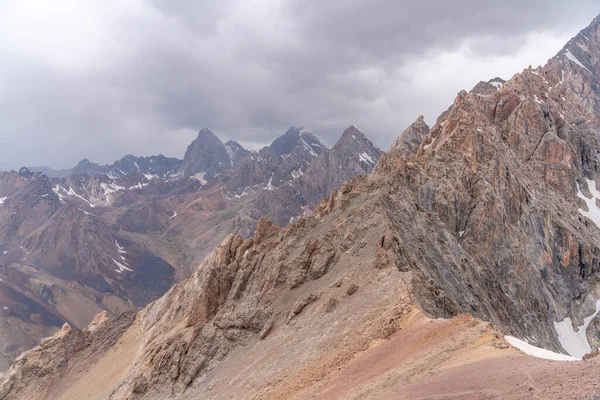 Beautiful View Blue Sky Snow Mountain Summit Zmeya Peak Fann — Stock Photo, Image