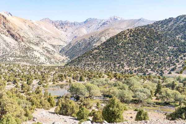 Hermosa Carretera Senderismo Montaña Con Cielo Azul Claro Colinas Rocosas — Foto de Stock