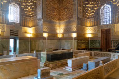 Özbekistan 'daki eski Özbek mezarı Amir Temur maqbarasi' nin, Gori Amir 'in dışı..