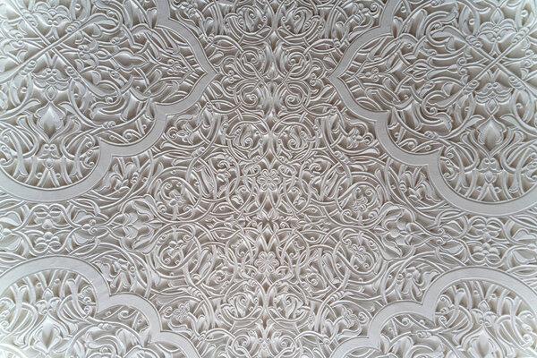 The traditional ancient ceiling in khiva hotel