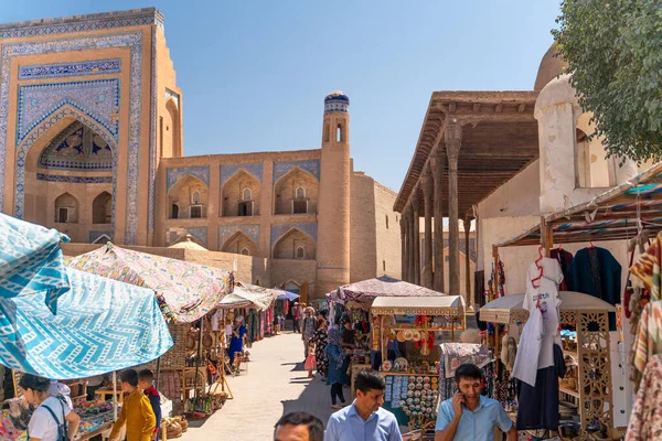 Kilátás Híres Bazár Utca Khiva — Stock Fotó