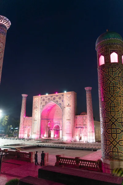 Tillya Kori Madrasah Ulugbek Madrasasi Sherdor Madrasa Registon Square Samarkand — стокове фото