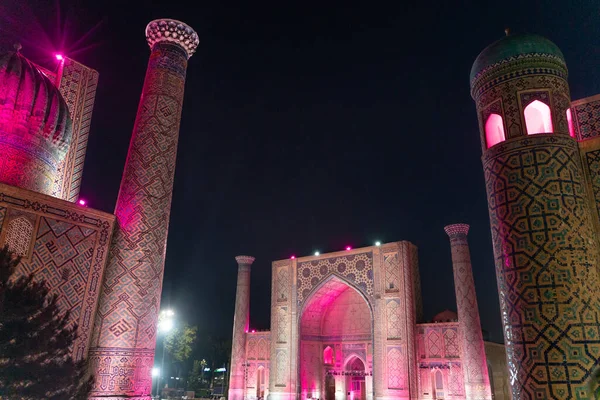 Tillya Kori Madrasah Ulugbek Madrasasi Sherdor Madrasa Registon Square Samarkand — Stock Photo, Image