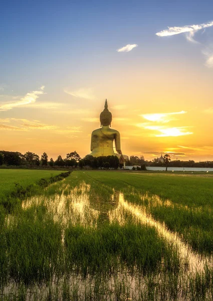 Největší obraz Buddhy v Thajsku za východem slunce — Stock fotografie