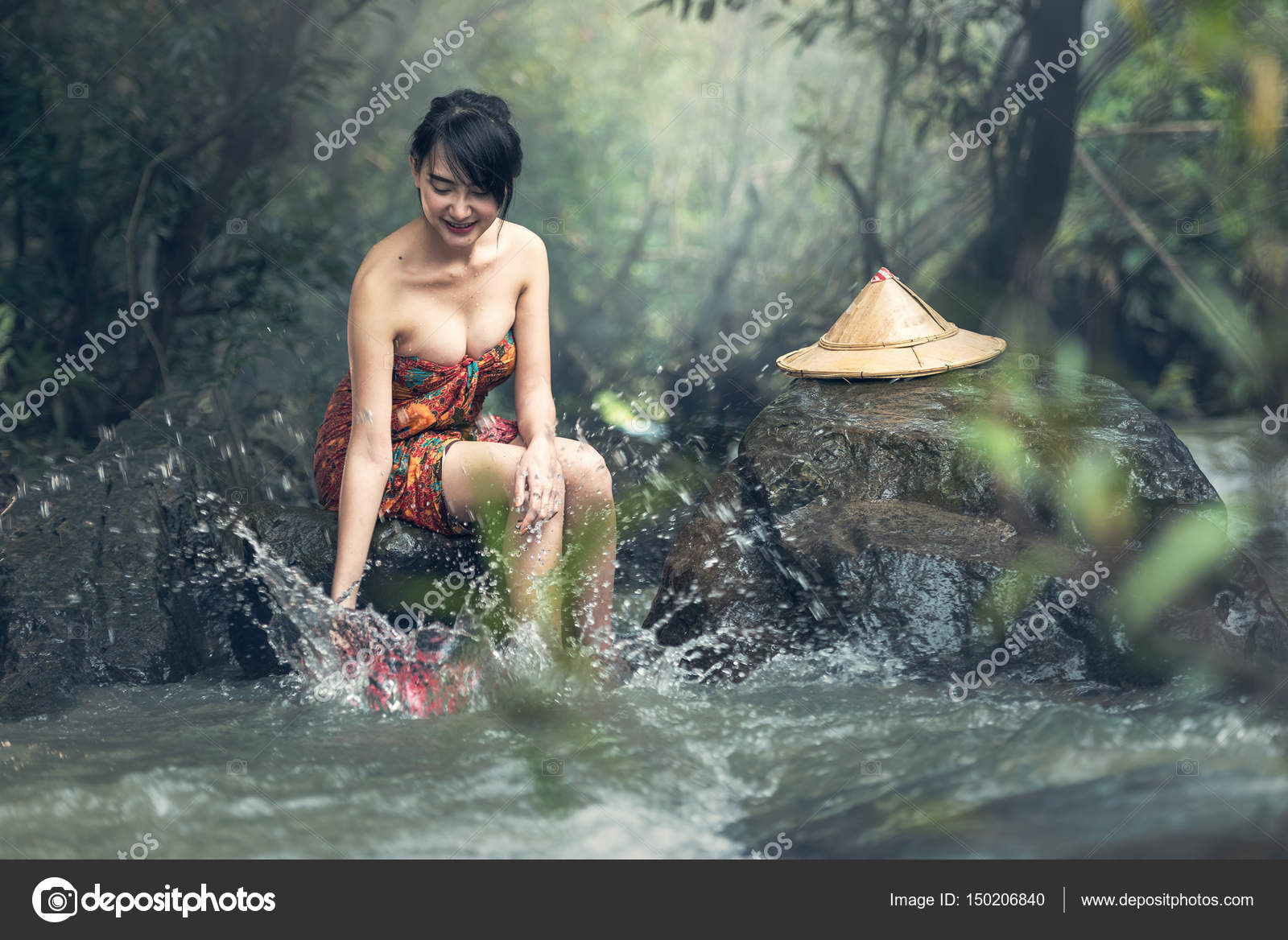 Sexy asian bathing