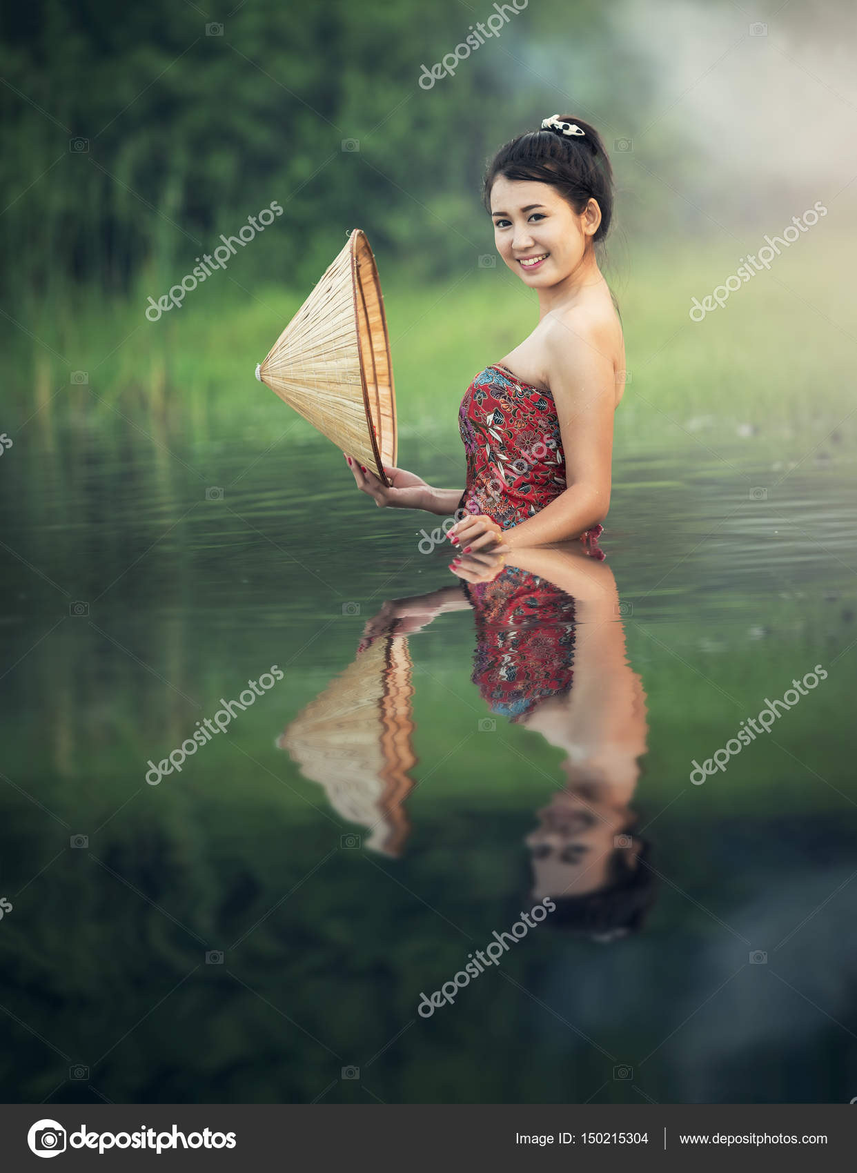 Asian Sexy Woman Bathing Cascade Thailand Stock Photo 