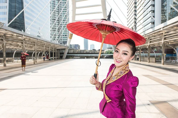 Vacker Asiatisk Kvinna Som Reser Bangkok Thailand — Stockfoto