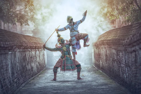 Khon Tradiční Taneční Drama Umění Thajské Klasické Maskované Toto Představení — Stock fotografie