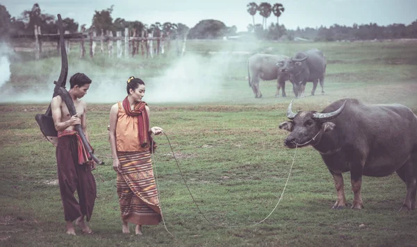 Tayland Kırsal Kesimlerinde Çiftçi Aile Mutluluğu — Stok fotoğraf