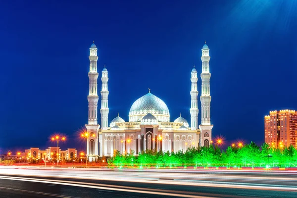 Hermosa Mezquita Blanca Hazrat Sultan Mezquita Más Grande Asia Central Imagen De Stock