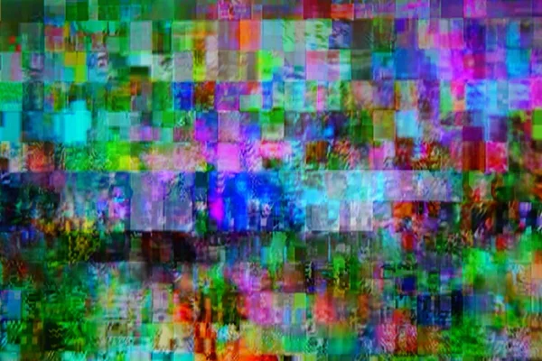 Faulty Broadband Monitor Signal Showing Confused Matrix Pixels Screen Lines — Stock Photo, Image