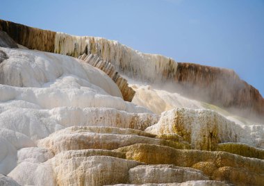 Mammoth Kaplıcaları 'ndaki inanılmaz termal şelaleleri yakından izleyin..