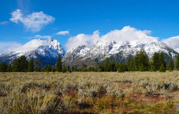 Belleza Septiembre Los Tetones Muestra Colores Cambiantes Los Prados Nieve —  Fotos de Stock