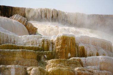 Yellowstone 'un Mamut Kaplıcaları' ndaki termal şelalelerden birini kapatın.